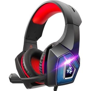 Gaming LED Light Stereo 3.5 Mm Wired Over Ear Noise Cancelling With Mic Headset